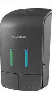 Alpine Industries ALP426GRY Double Soap & Hand Sanitizer Dispenser, Surface Mounted, 2 X 18.5 OZ Capacity Gray